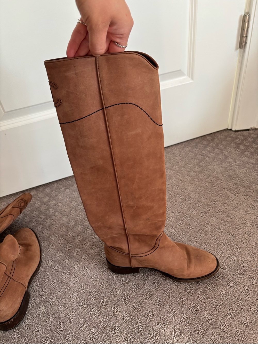 Authentic Chanel  Cognac Brown Over-the-Knee riding Boots - Picture 3 of 7